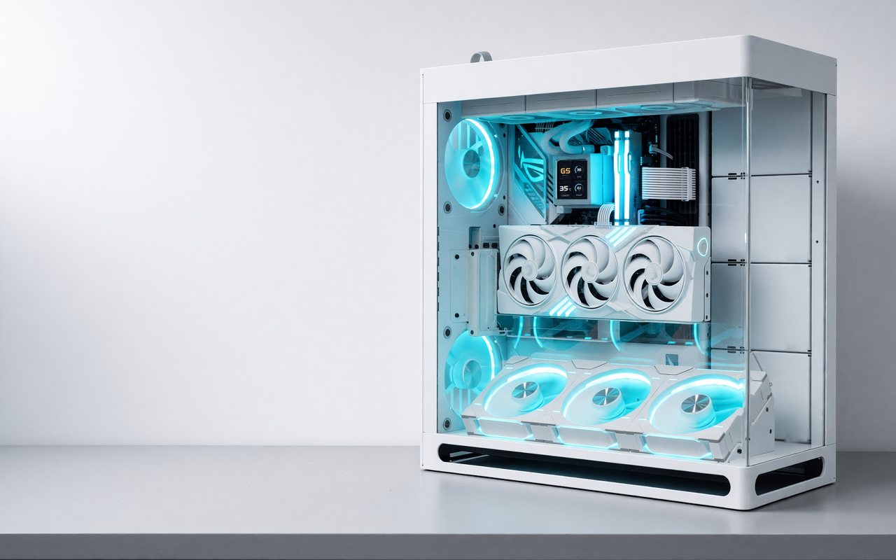 Белый ПК HAVN HS420, 5090 Master, 9950x3D2, DDR5 96 ГБ — собрана в Golden Sample PCs